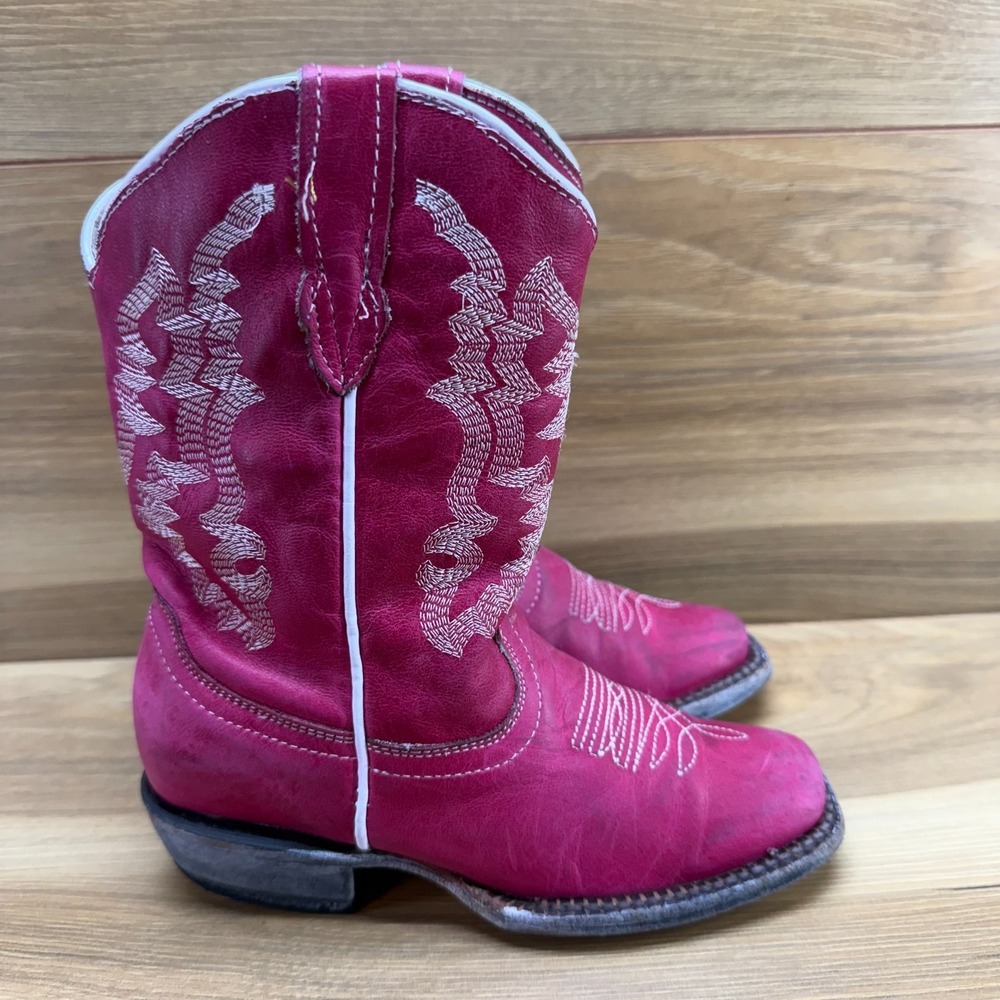 Tanner Mark Toddler Little Girls 10 Hot Pink Leather Western Boots Square Toe